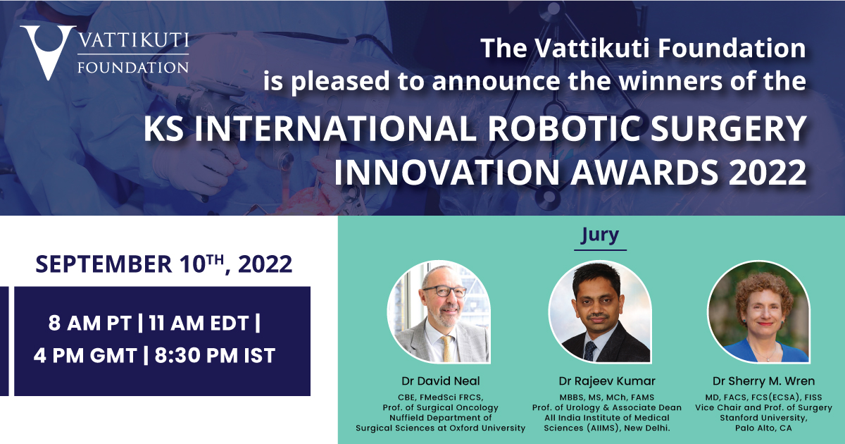 Vattikuti Foundation  KS International Robotic Surgery Innovation Awards  2022