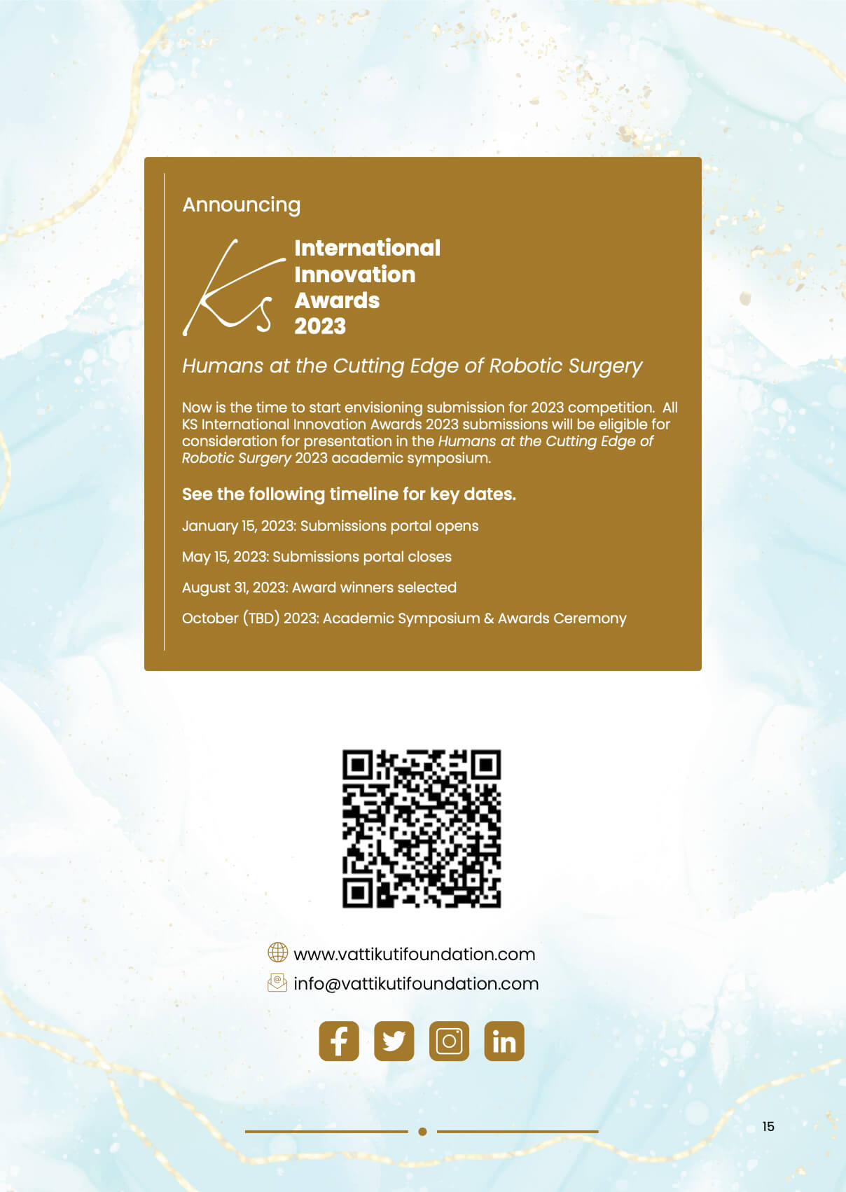 Vattikuti Foundation  KS International Robotic Surgery Innovation Awards  2022